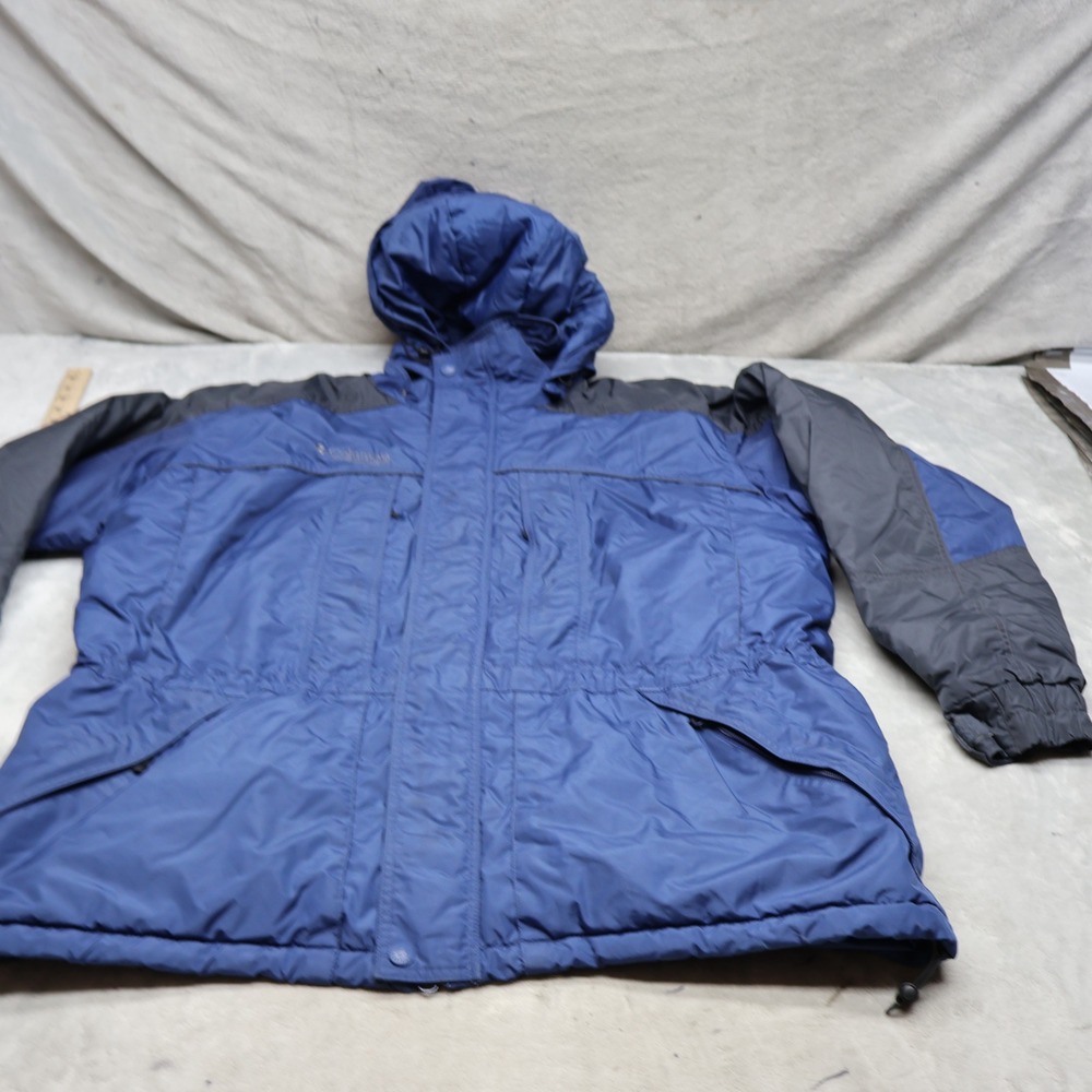 Columbia Jacket Mens XL Blue Full Zip Winter Wind Rain Hooded Outdoor Ski Parka